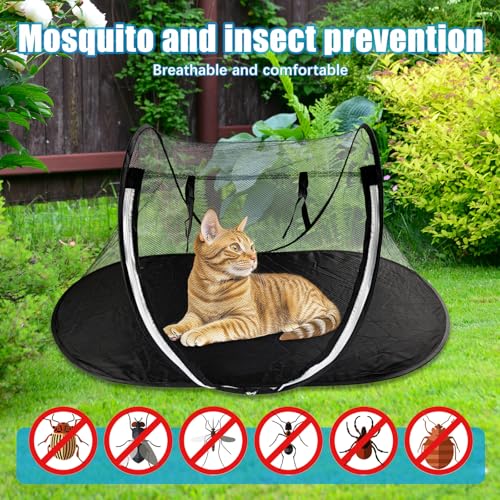 Outdoor-Haustierzelt, Tragbares Faltbares Haustiergehegezelt, Atmungsaktives Mini-Katzenzelt für Haustier, Außenspielzelt für Katzen Kleine Hunde auf Deck/Hof/Terrasse/Park/Camping