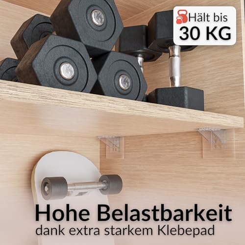 DEKAZIA® 16 Regalbodenträger selbstklebend | Regalbodenhalter selbstklebend Regalboden Halterung Regalbefestigung ohne Bohren Schrankboden Halter Regalbrett Bodenträger für Einlegeboden