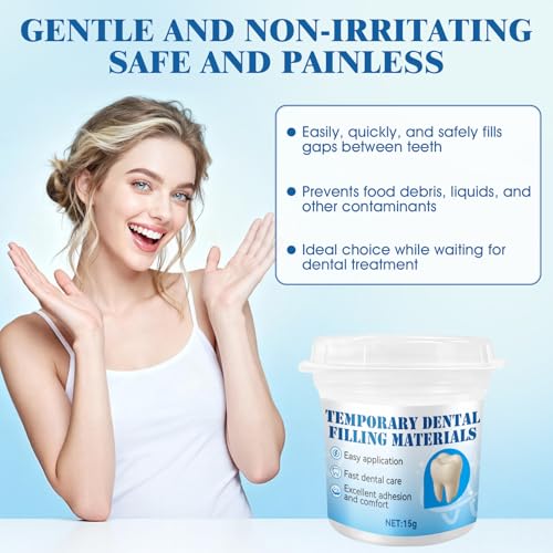 Zahnfüllung, Provisorische Zahnfüllung, Zahnkleber für Kronen, Temporäres Zahnfüllmaterial zum Temporären Verschließen von Karies Während der Zahnärztlichen Behandlung, 15g