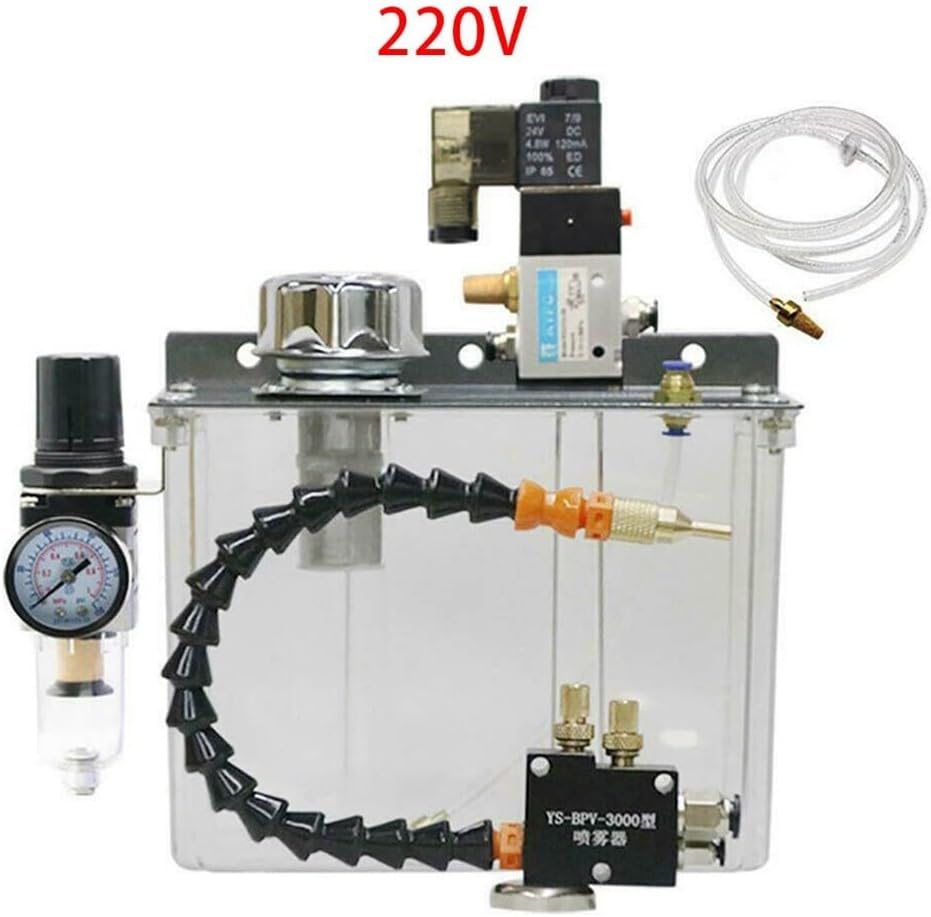 3L Lubrication Spray Cooler Coolant Pump Oil Mist Sprayer Machine Tool Cooling System, With Flexible Shaft Metal Magnetic Base Coolant Pump Oil Mist System, For CNC Metalworking(220V)