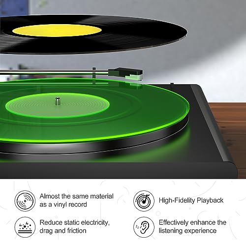 Turntable Mat Record Platter Slipmat: Acrylic Record Player Platter Vinyl Slipmat for Turntables Antistatic Tighter & Defined Bass, Green - Image 3