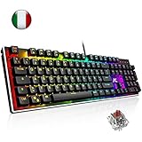ACGAM AG-109R Italia Tastiera Meccanica RGB Backlit Switches Brown Tastiera Gaming 105 Tasti Anti-Ghosting per Funzioni Multimediali per Giocatori,Scrittori,Ufficio Xbox One fortintie