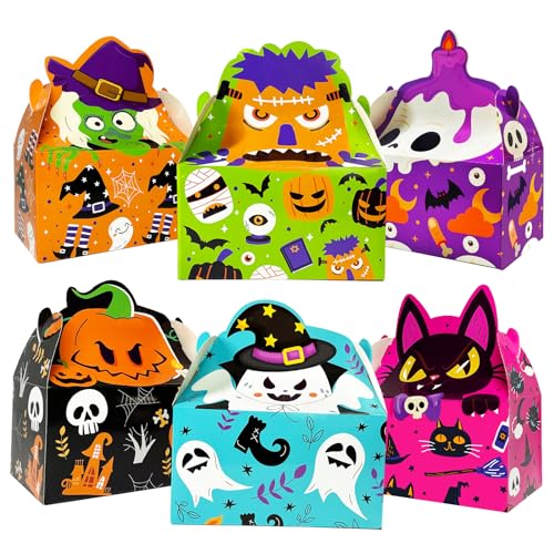 24 Pcs Halloween Cardboard Boxes Funny Party Favors Boxes for Halloween Treat Boxes in Halloween Features for Candy Snacks Cookie Small Gifts