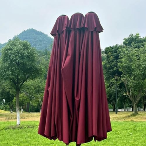 12 Ribs Double-Sided Patio Umbrella Replacement Canopy - 15x9ft Outdoor Market Umbrella Top Cover, Durable Waterproof Canvas, Perfect for Garden & Deck Use