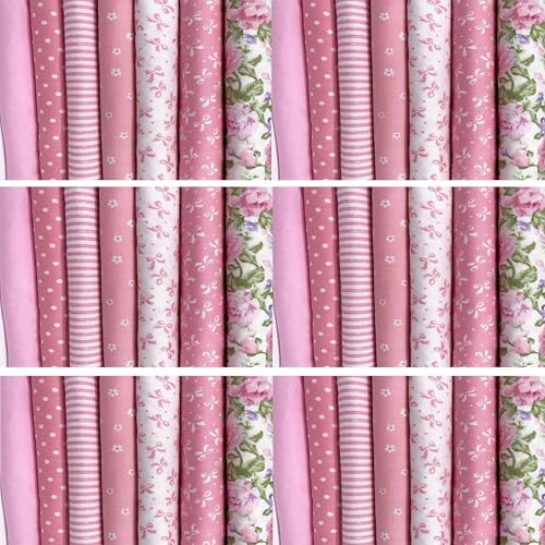 Image of 42pcs 2.5 * 44 inch Fat Quarter BundlesCotton Jelly Roll Easter Fabric Strips for Quilting Crafting Precut Patchwork for Sewing DIY Crafts (Pink)
