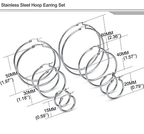 Sailimue 6 Paia Orecchini in Acciaio Inossidabile