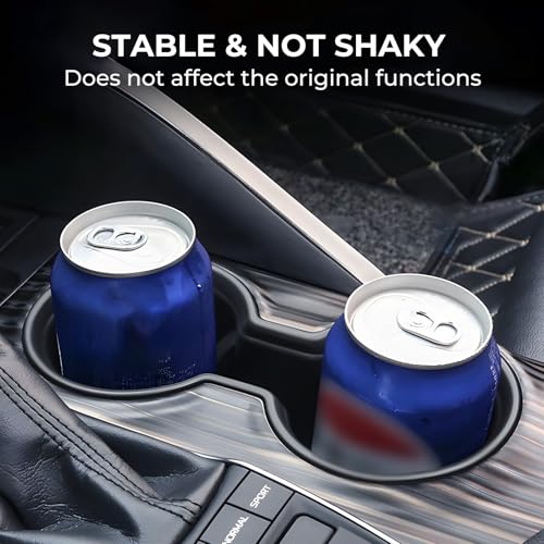 Image of Center Console Cup Holder Inserts for Toyota Camry 2024 2023 2022 2021 2020 2019 2018, Interior Accessories TPE Car Cup Holder for 2018-2024 Camry, Black