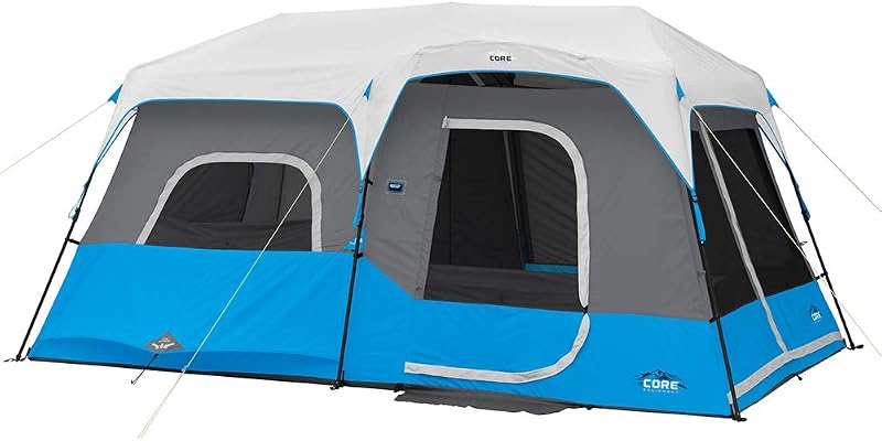 Tiendas de campaña instantáneas con luces LED | Tiendas de campaña familiares iluminadas para varias habitaciones para acampar | Bolsillos de almacenamiento incluidos para accesorios de camping.