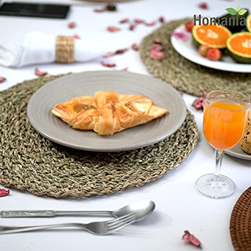 Homania 6 Pcs Table Mat, Boho Placemats Set Of 6, Woven Placemats Set Of 6, Cork Placemats Set Of 6, Round Placemats, Rattan Placemats Wicker Chargers, Seagrass Placemats, Natural Placemats 13,4 In #TOP5