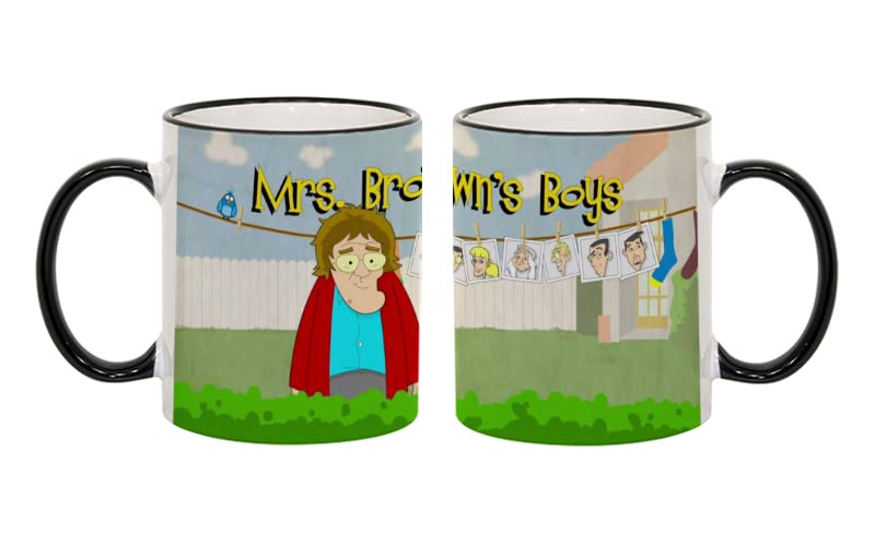 Giftme Mrs Browns Boys for Boy-Girl, Friends Coffee Tea Mug 11oz Ceramic Rim Mug. (Black Rim)