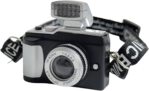 Mini cámara negra para muñecas - Casa de muñecas de estilo vintage en miniatura digital SLR - Accesorio retro a escala 112 - Decoración de pared de