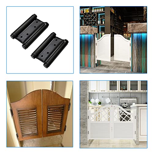 Pair Of 5'' Stainless Steel Matte Black Double Action Spring Door Hinge For Saloon Cafe Door Shop #TOP4