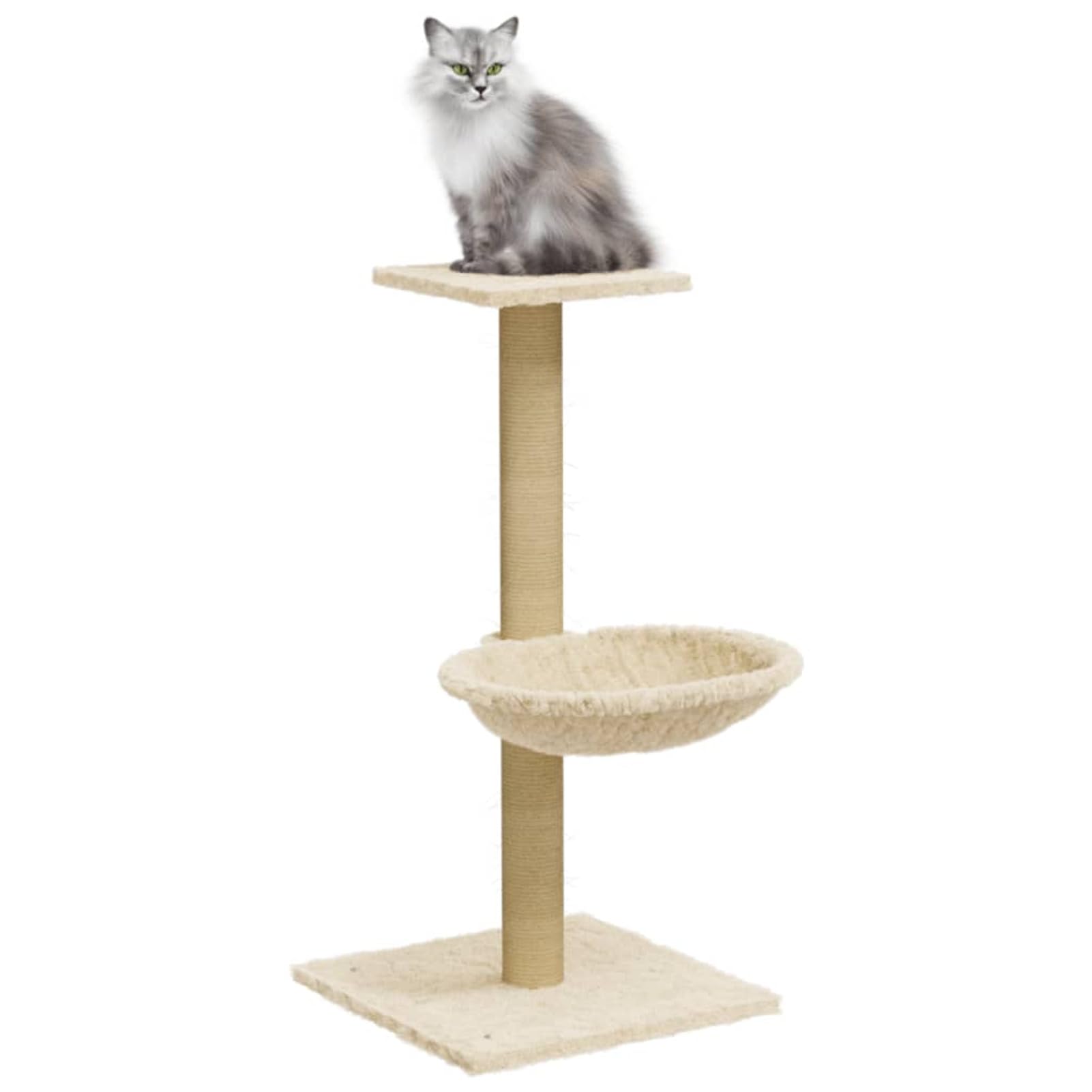 Homgoday Arbre à chat avec mât griffoir en sisal crème 74 cm, chat jeu, jouet chat, arbre à chat