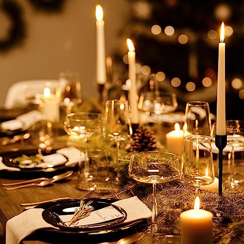 Set of 6 Black Candlestick Holders,Candle Holder for Taper Candle Fits 3/4 inch Thick Candle&Led Candles,Retro Metal Candlesticks for Candlelight Dinner Wedding Party Banquet Decoration - Image 2