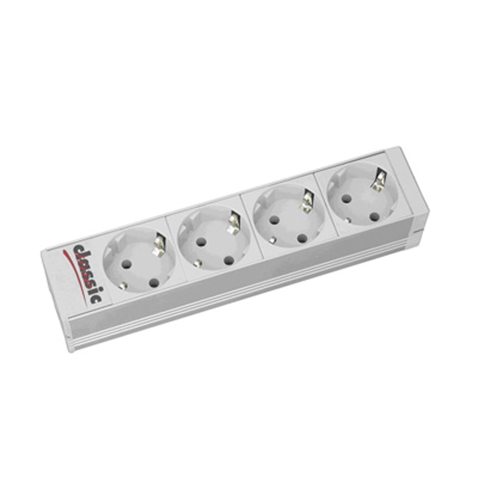 BACHMANN Listwa zasilająca 25,4 cm, 4 gniazda (kolor: aluminium)