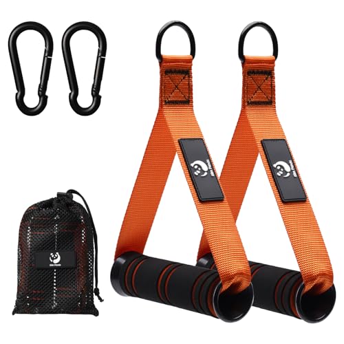 Slim Panda Einhandgriffe Set (2 Stück) für Widerstandsbänder & Krafttraining, Latzug Griff Edelstahl D-Ring, Kabelzug Seilzug Zubehör, Fitnessband Griffe
