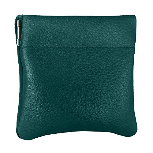 Image of Nabob Leather Genuine Leather Squeeze Coin Purse, Coin Pouch Made IN U.S.A. Change Holder For Men /Woman Size 3.5 X 3.5 (Teal)