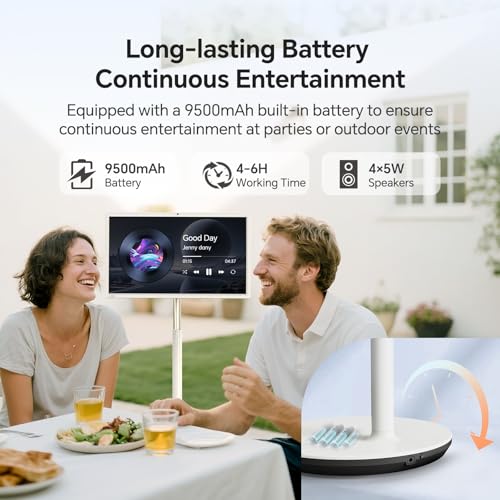 Image of KTC 27 inch MEGAPAD 1080p Portable TV Touchscreen Monitor, EDLA-Certified Android 14 8G RAM +128G Storage Octa-core CPU Qualcomm Remote Control 9500mAh Battery Full Swivel Rotation Camera