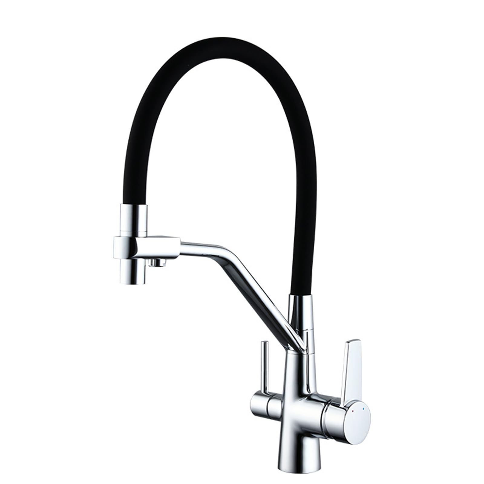 ZYCHSJXA 3 Way Pull Out Kitchen Tap Purified Water Hot and Cold Double Handle Brass Sink Flexible