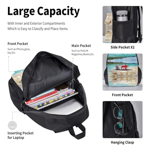 Sac à dos de plage avec boîte à déjeuner ensemble cartable d'école noir