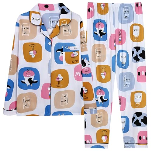 Pyjama imprimé en soie anti-transpiration pour nuits fraîches