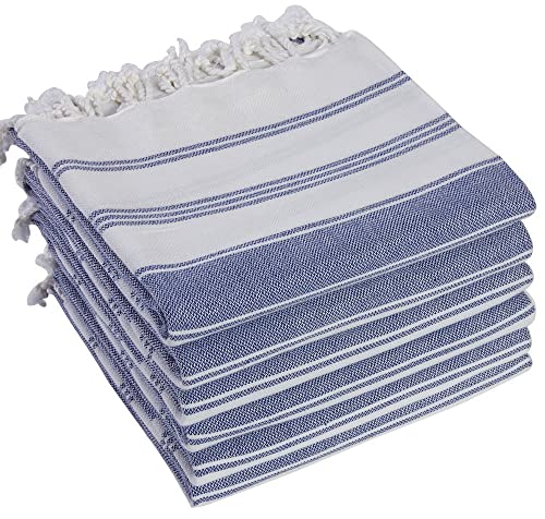 Bosphorus (Set Of 6) 100% Turkish Cotton Bath Beach Hammam Peshtemal Towel Throw Fouta Blanket Set Xl Prewashed (Navy) #TOP4