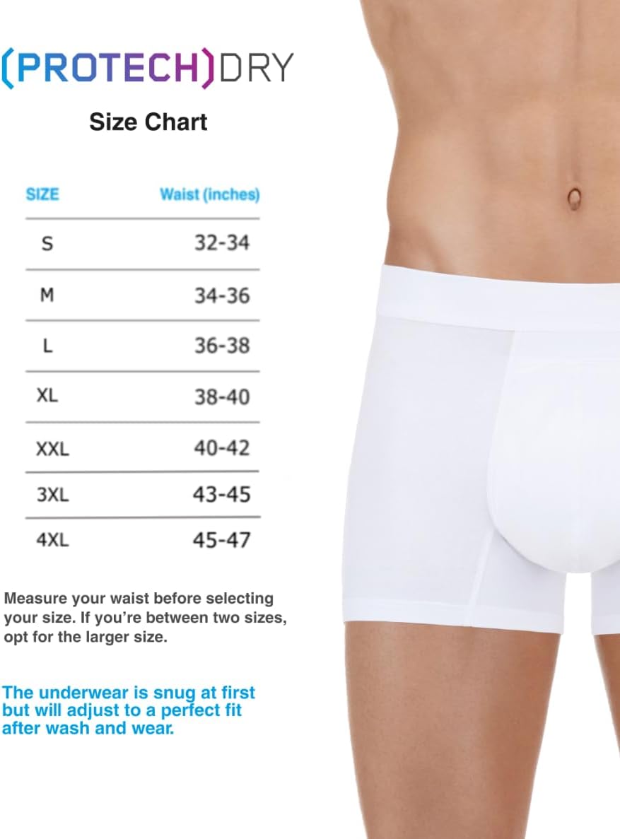 PROTECHDRY - Washable & Reusable Urinary Incontinence Cotton Boxer Brief Underwear for Men (White, Medium (Pack of 1)) - Image 5