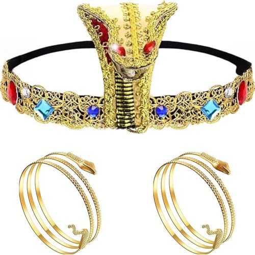 3pcs Disfraces de Carnaval tocadosde Cleopatra tocado egipcio pulsera de...