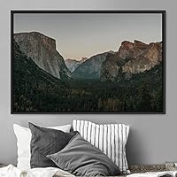 Framed Canvas Wall Art Mountainscape Aerial Dramatic Landscape Mountain Top Multicolor Photography Realism Rustic Warm - 16x24 inches