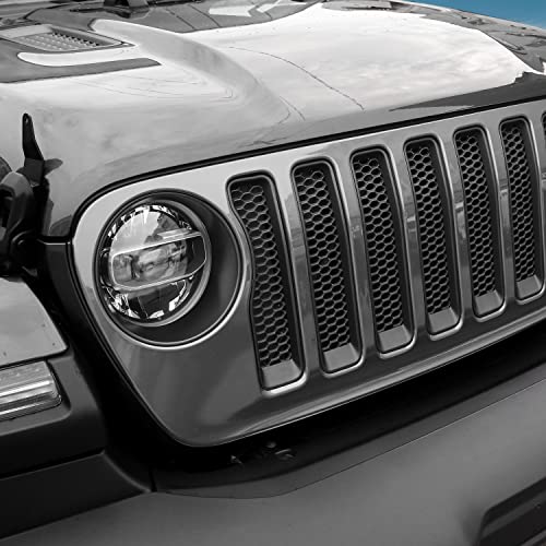 Image of CheroCar for JL Mesh Grille Grill Insert & Headlight Turn Light Cover Trim Exterior Accessories for Jeep Wrangler JL JLU 2018-2026 & Gladiator JT 2020-2026