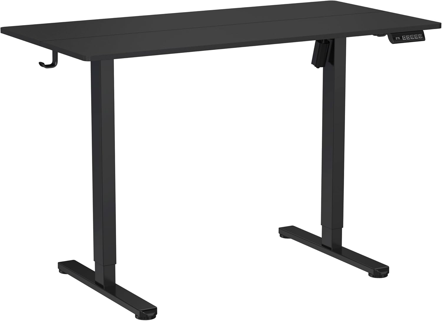 Techni Mobili 47.25” W Electric Standing Desk, Height Adjustable Sit-to-Stand Desk with 3 Memory Presets and Dual Accessory Hooks, Computer Workstation for Home or Office (Black)