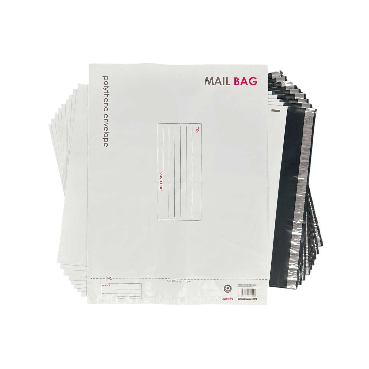Janrax Pack of 50 Extra Large Polythene Mailing Bags 42x50cm – Secure Peel & Seal Envelopes