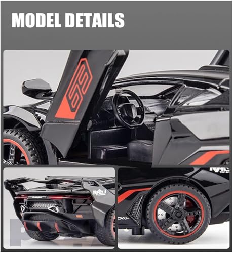 Image of Metal Pull Back Diecast Car 1:32 Lamborghini Sc18 Alston Pull Back Car Model with Sound Light Boys Gifts Toys for Kids. (Black)