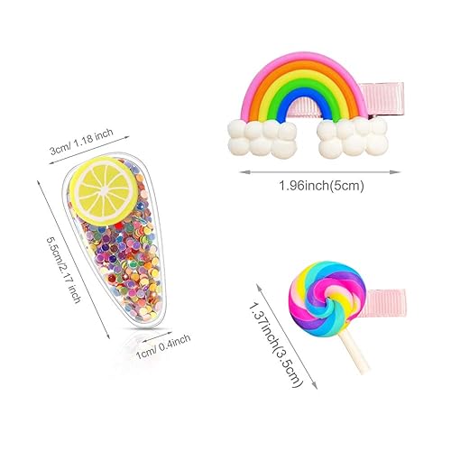 Miniatura 8 de Pinzas para el cabello para niñas pequeñas, 22 unidades, accesorios para el cabello de caramelos, paletas de Vanellope, pasadores de pelo con diseño