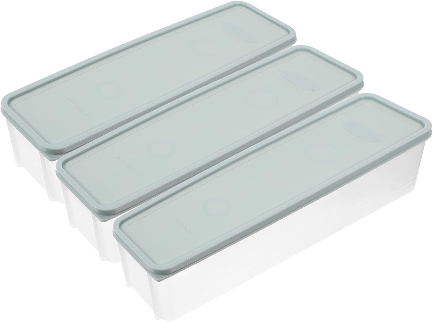 3pcs Blue Pasta Storage Containers Set, Rectangular Airtight Food Canisters with Lids for Dry Noodles, Grains, and Cereal Kitchen Refrigerator Organizer