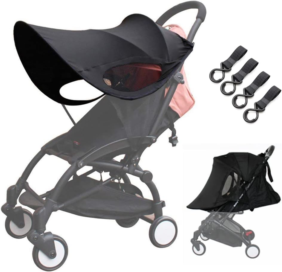 IS MUHE Black Universal Sunshade with Adjustable Strap for Toddler Stroller, Waterproof, Breathable, UV Protection