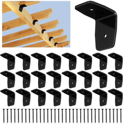 MorningRo 24 pcs Steel Pergola Rafter Clips with Screws