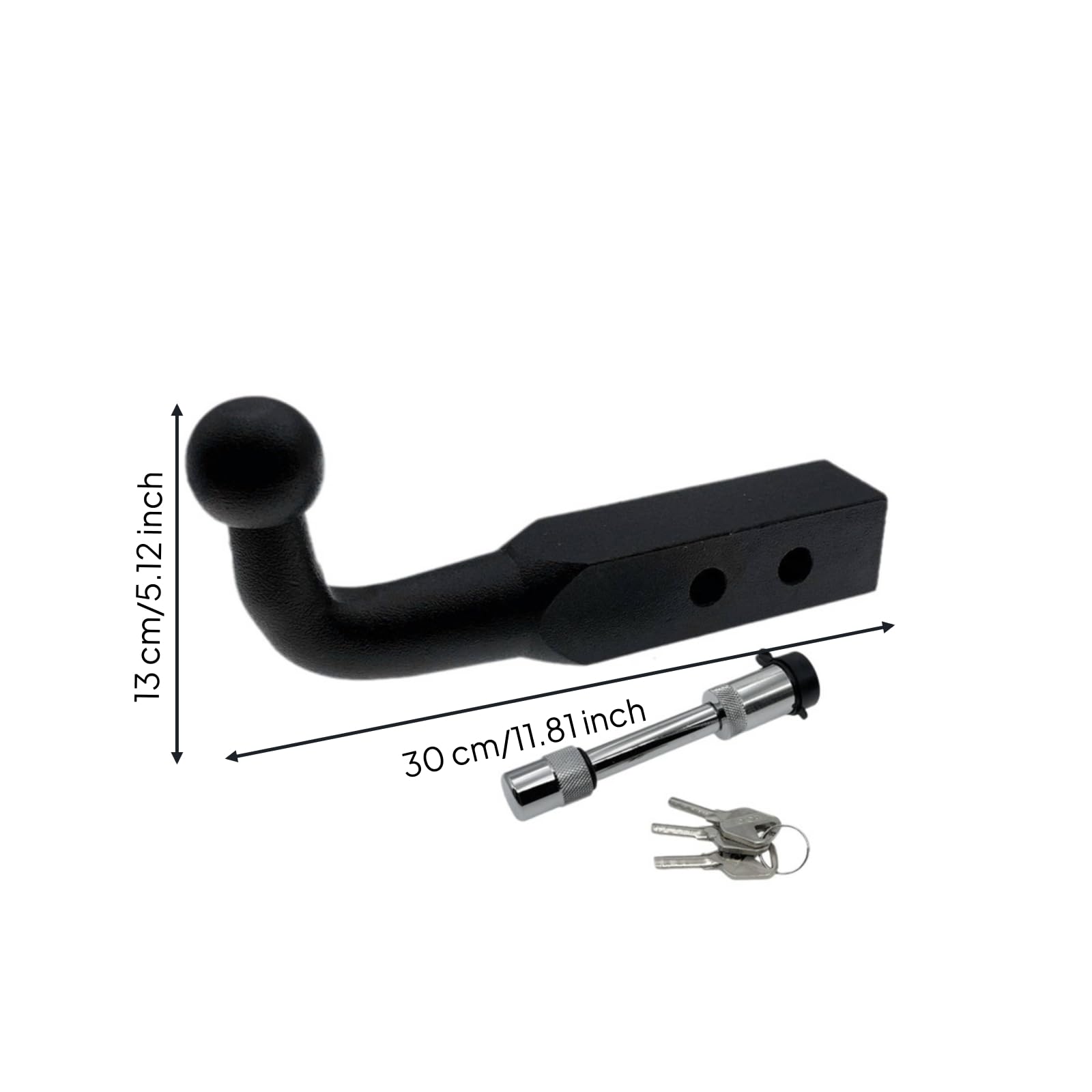 perfeclan Bola de Enganche para Remolque Montaje de Bola Soporte de Enganche Vástago Rectangular Brazo Curvado Orificios Pasantes Metal Resistente Conexión, 2 Pulgadas, Style to 1