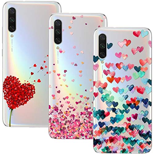 Young & Ming Coque pour Xiaomi Mi A3,3 Pack Transparent Housse TPU Silicone Coque de Protection pour Xiaomi Mi A3,Cu009cur