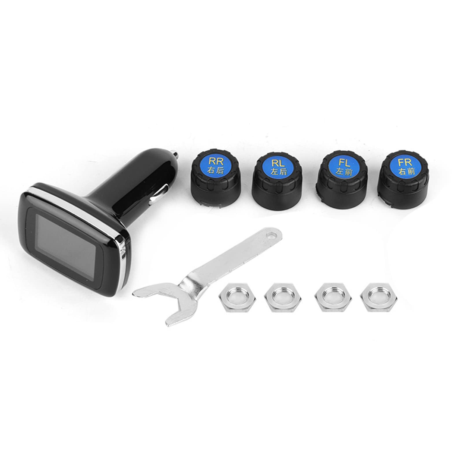 Ejoyous TPMS Reifendruckkontrollsystem, 433 MHz Reifendrucksensoren Auto Reifendruck Kontrollsystem mit 4 Externen Sensoren, Reifendruck Autoalarmsyste Echtzeit Druck und Temperatur