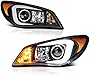 [For 2006-2007 Subaru Impreza WRX Halogen Model] VIPMOTOZ C-Shape OLED Neon Tube Black Projector Headlight Headlamp Assembly, Driver & Passenger Side