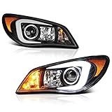 VIPMOTOZ [Compatible with 2006-2007 Subaru Impreza WRX Halogen Model] C-Shape OLED Neon Tube Black Projector Headlight Headlamp Assembly, Driver & Passenger Side