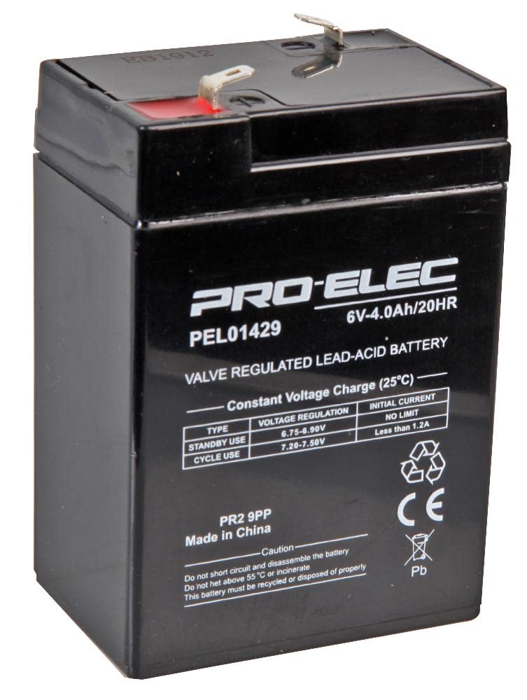 PRO ELEC PEL01429 4Ah 6V AGM Lead Acid Battery