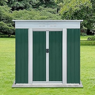 Outdoor Vertical Metal Storage Shed 5 x 3 Feet, Corrosion Resistant Steel with Sliding Door Suitable for Garden Bike, Tool Storage?Green?