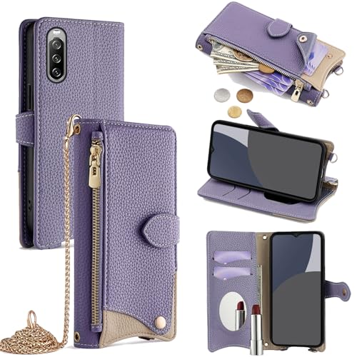 For Xperia 10 III �P�[�X �蒠�^ �V�����_�[ For �G�N�X�؃��A 10 iii SOG04/SO-52B �J�o�[ ���z�^ ���|�� ��+�c 2�|���� �΂߂��� ���ϋ��t�� ������� �W�b�p�[���K���� �J�[�h���[ ���u�� �����O�X�g���b�v 