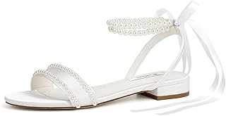 Wedding Flats Pearl Sandals Flat Wedding Shoes for Bride Open Toe Bridal Flats
