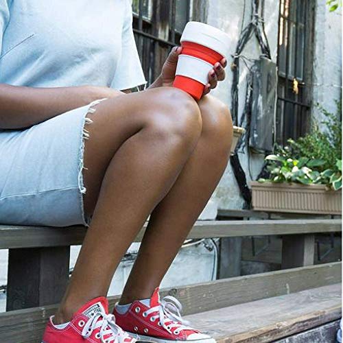 Stojo Collapsible Coffee Reusable To Go Pocket Size Travel Cup, 12oz, Red