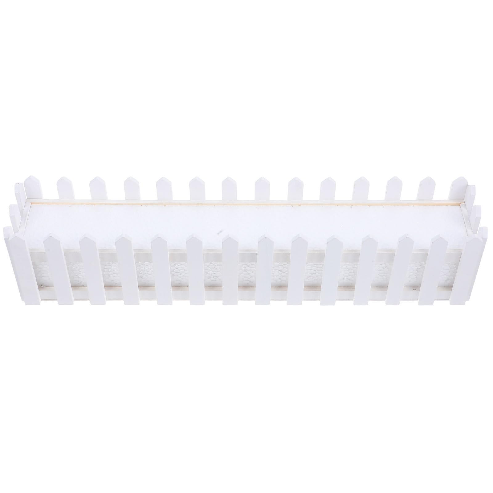 White Rectangle Wooden Picket Fence Flower Box Planter with Foam Insert