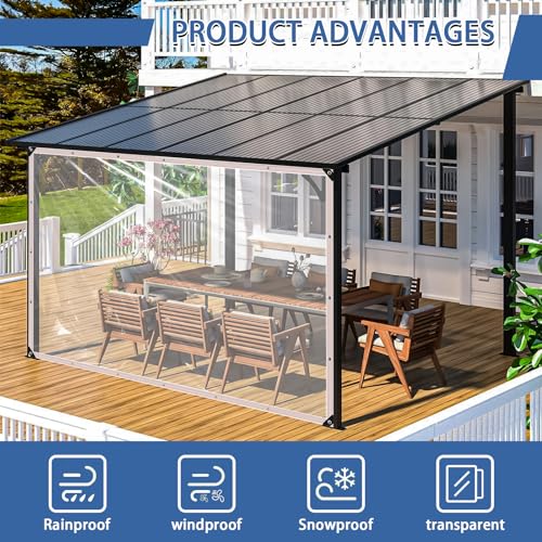 Transparente Plane Mit öSen 2x3m Abdeckplane Wasserdicht -Durchsichtig Tarp FüR GartenmöBel,Bauernhof,Balkon (Weißer Grenze)