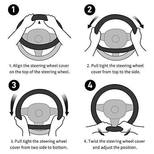 Car Steering Wheel Covers For Women Girl Padded Carbon Fiber Pu Leather Cute Cartoon Auto Interior Accessories For Vehicle Sedan,Universal,Anti Slip,Red+Black,Standard Size[14" 1/2-15"](37-38Cm) #TOP6